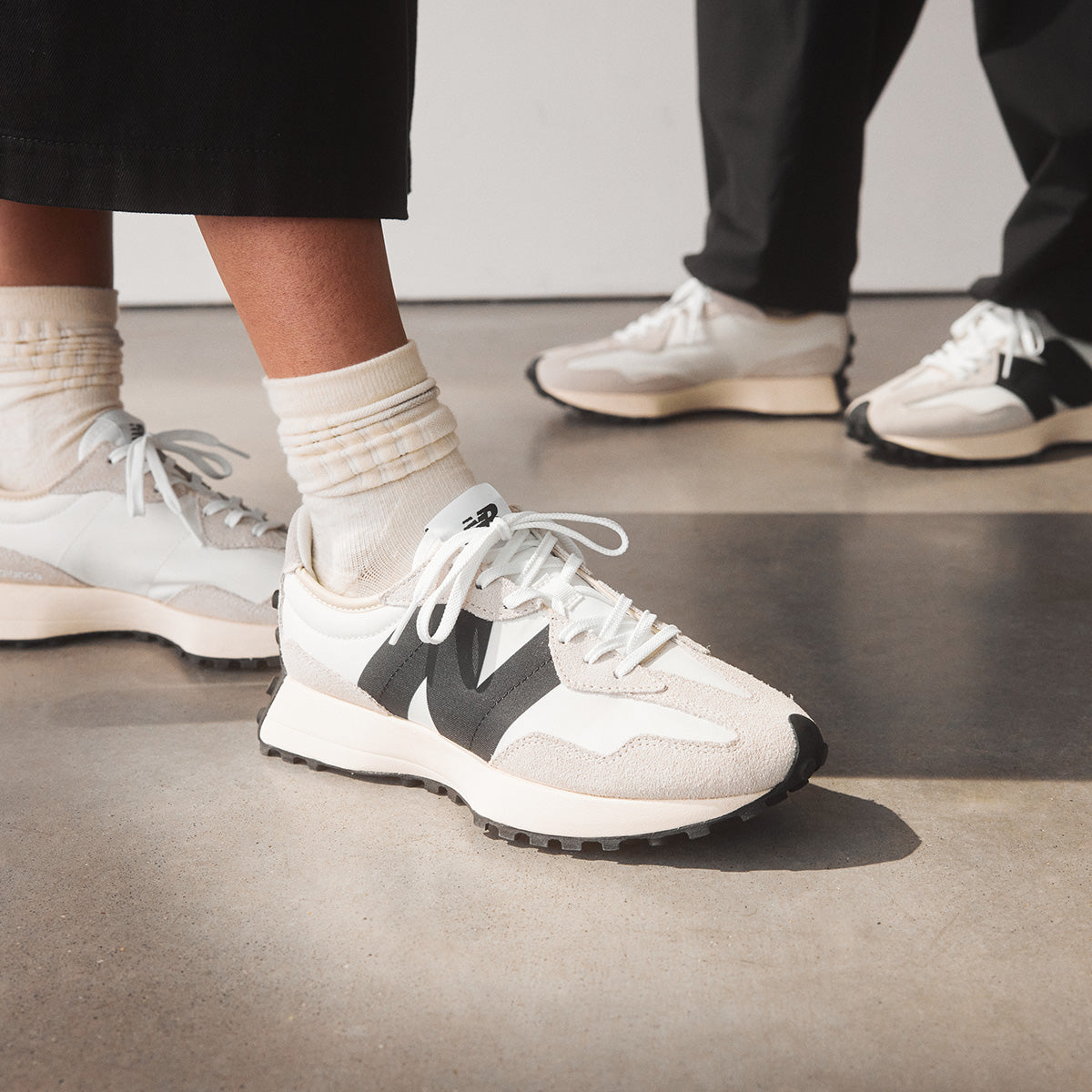 New Balance Women’s 327 Classic Retro Runner — Sea Salt/Black