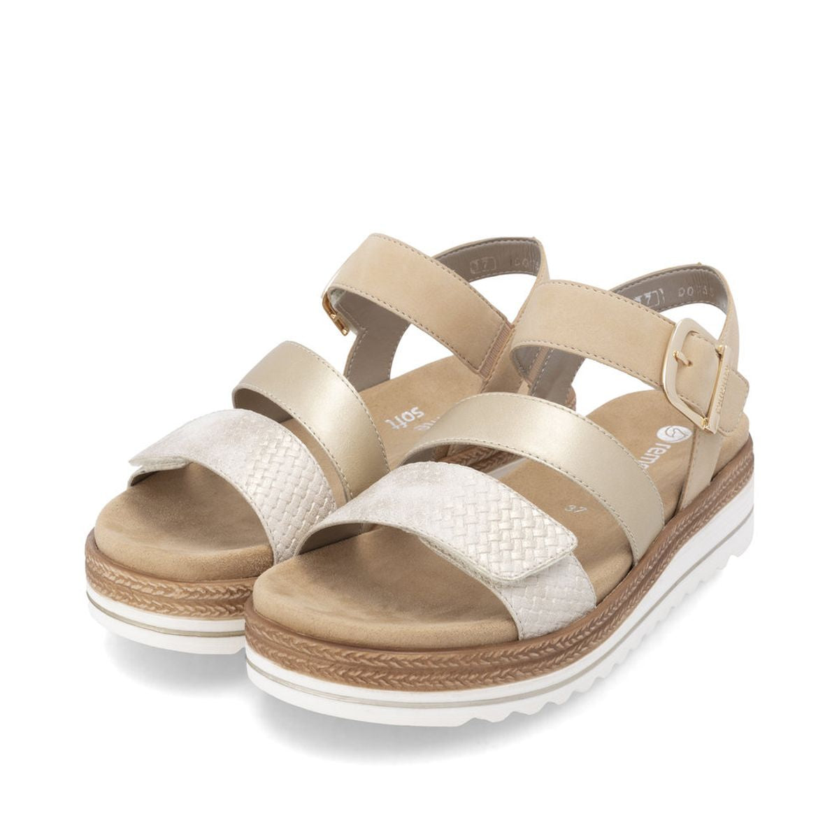 Remonte D0Q55 Women's Strap Sandals in Light Gold Tan
