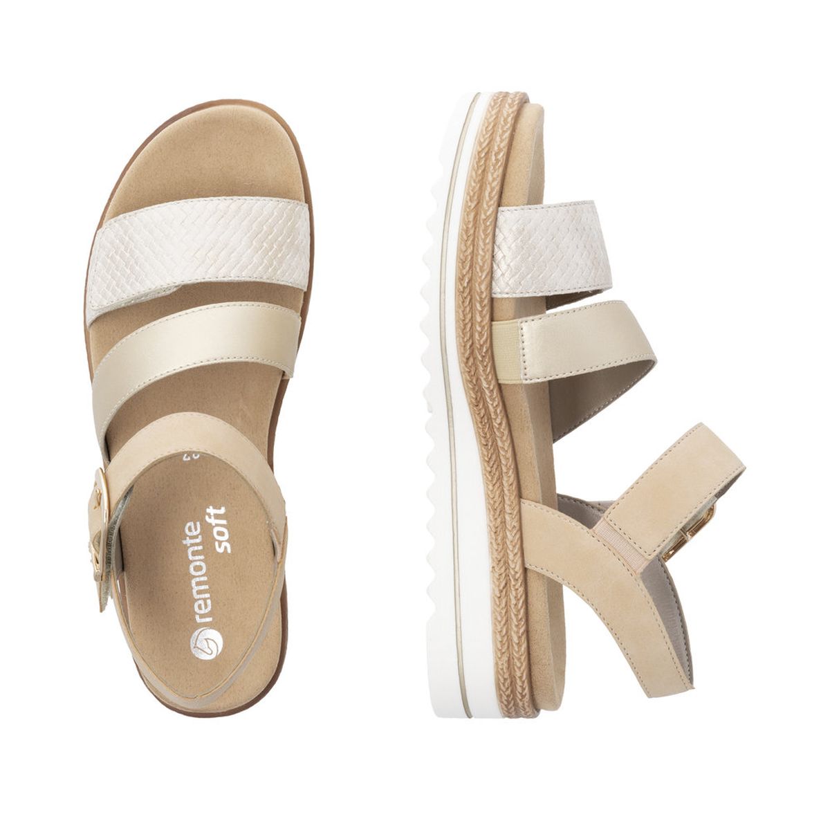 Remonte D0Q55 Women's Strap Sandals in Light Gold Tan