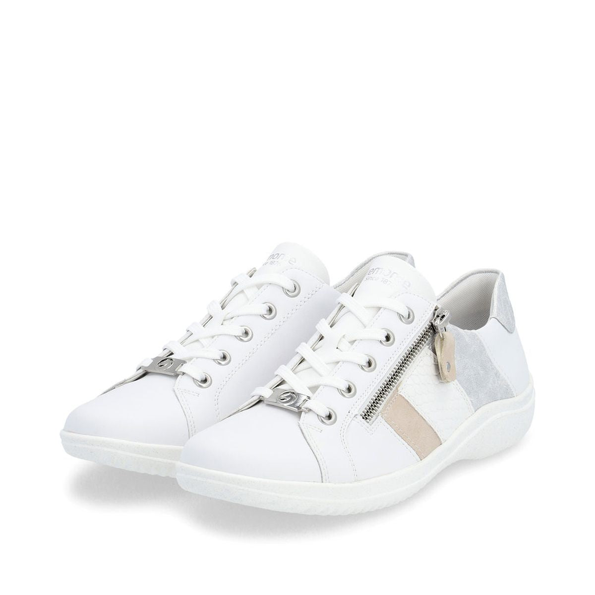 Remonte D1E00 Women's Side Zip Sneaker in White