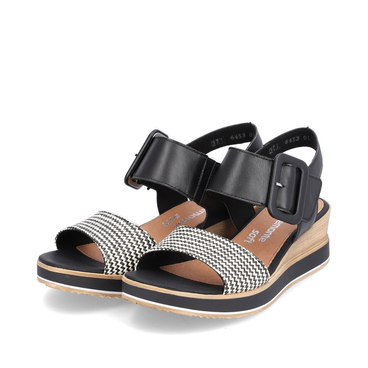 Remonte D6453 Women's Strap Wedge Sandals in Black