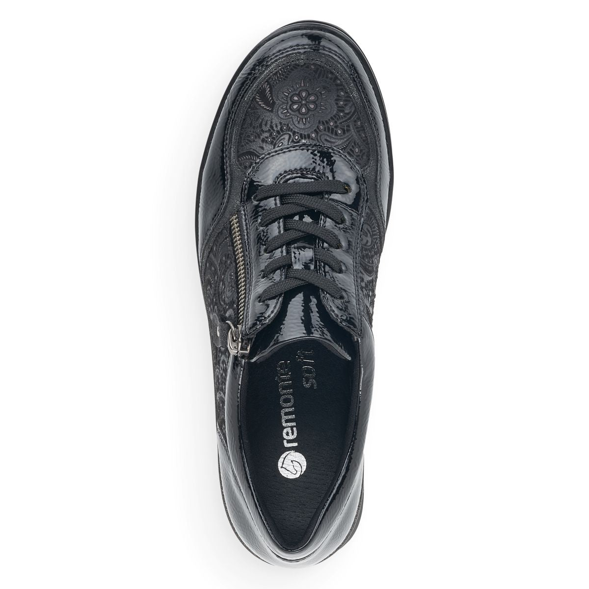 Remonte R0701 Women's Lace Zip Sneakers – Black Floral