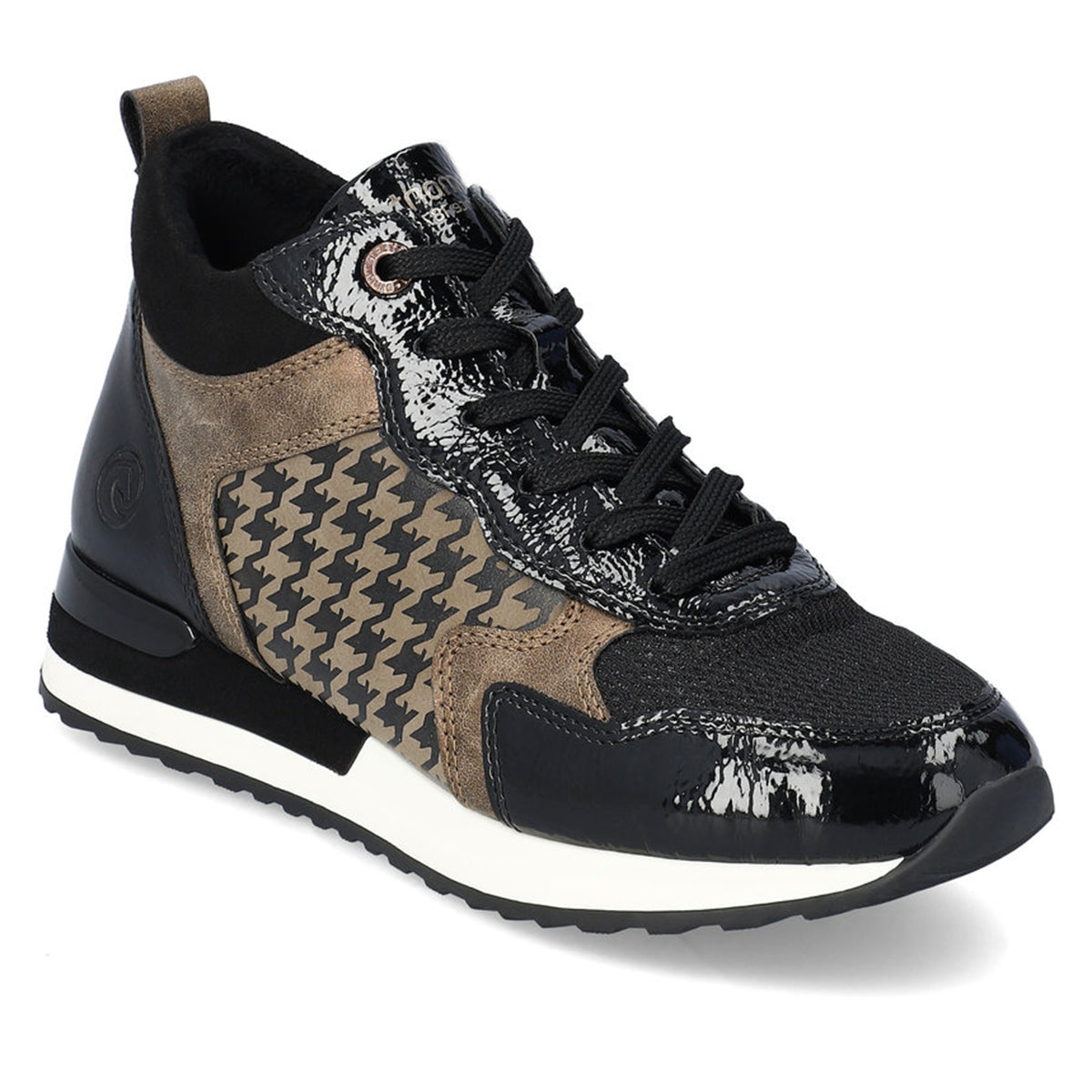 Remonte R2577 Women's Sneaker Boot, patterned leather upper durable walking sole. lace up closure. Style #R2577-01