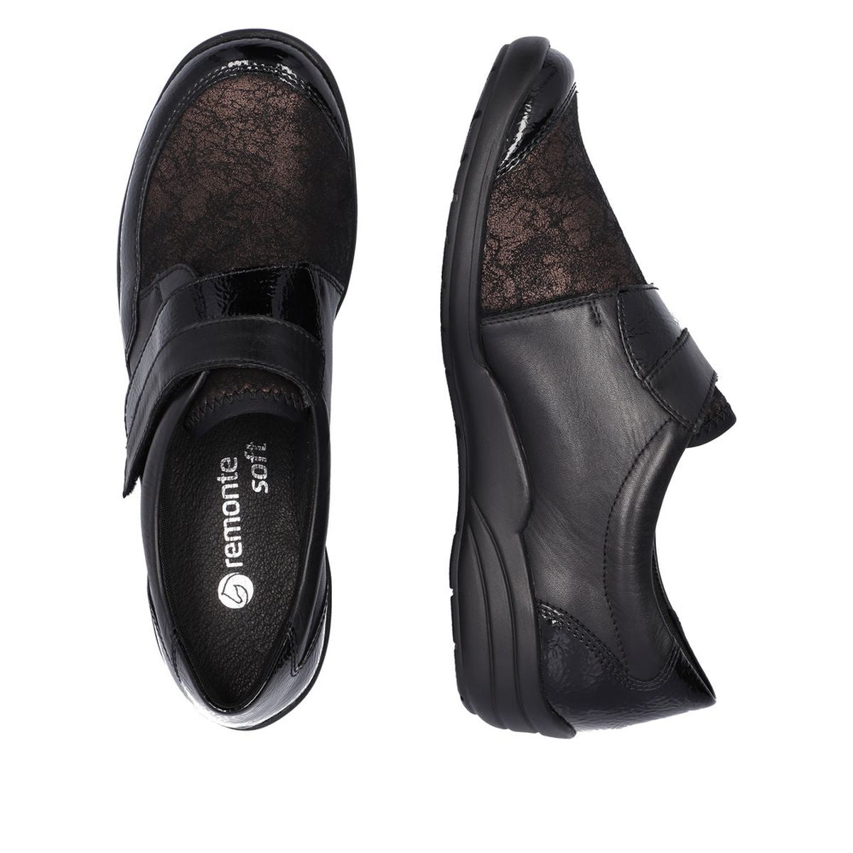 Remonte R7600 Women's Slip On Shoe in Black Floral