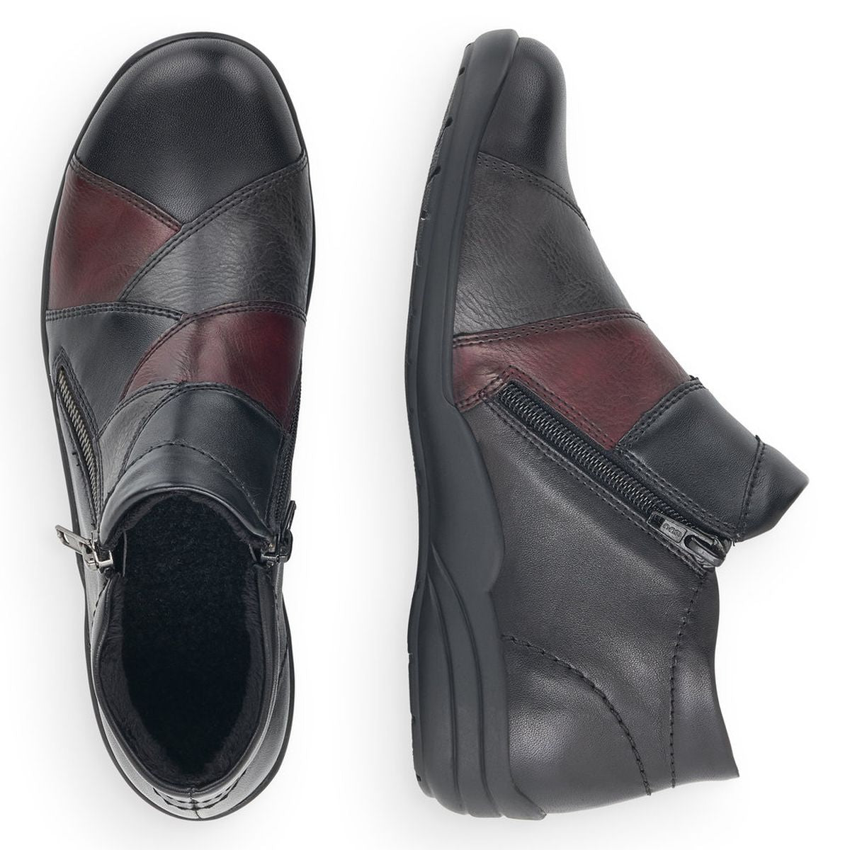 Remonte D7674 Women's Side Zip Shoe in Wine