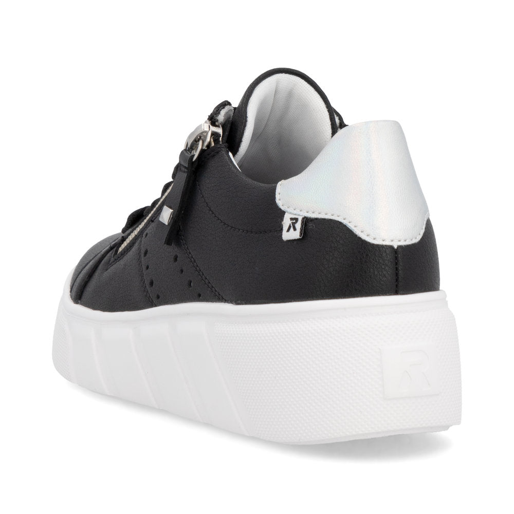 Rieker Women's Platform Lace-Up Sneaker – Black & Mother-of-Pearl