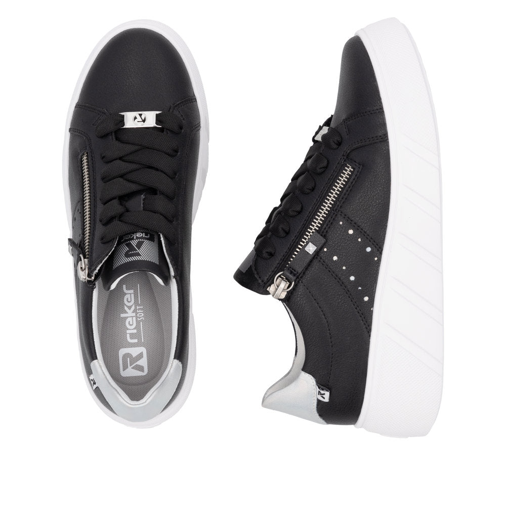 Rieker Women's Platform Lace-Up Sneaker – Black & Mother-of-Pearl