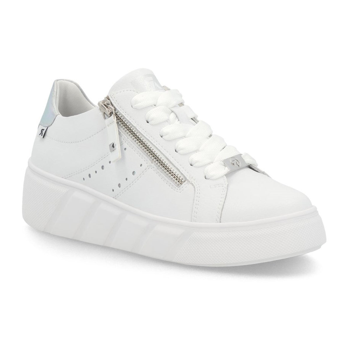 Rieker Women's Platform Lace-Up Sneaker – White & Mother-of-Pearl
