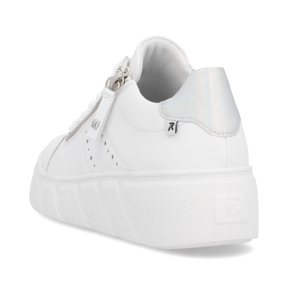 Rieker Women's Platform Lace-Up Sneaker – White & Mother-of-Pearl