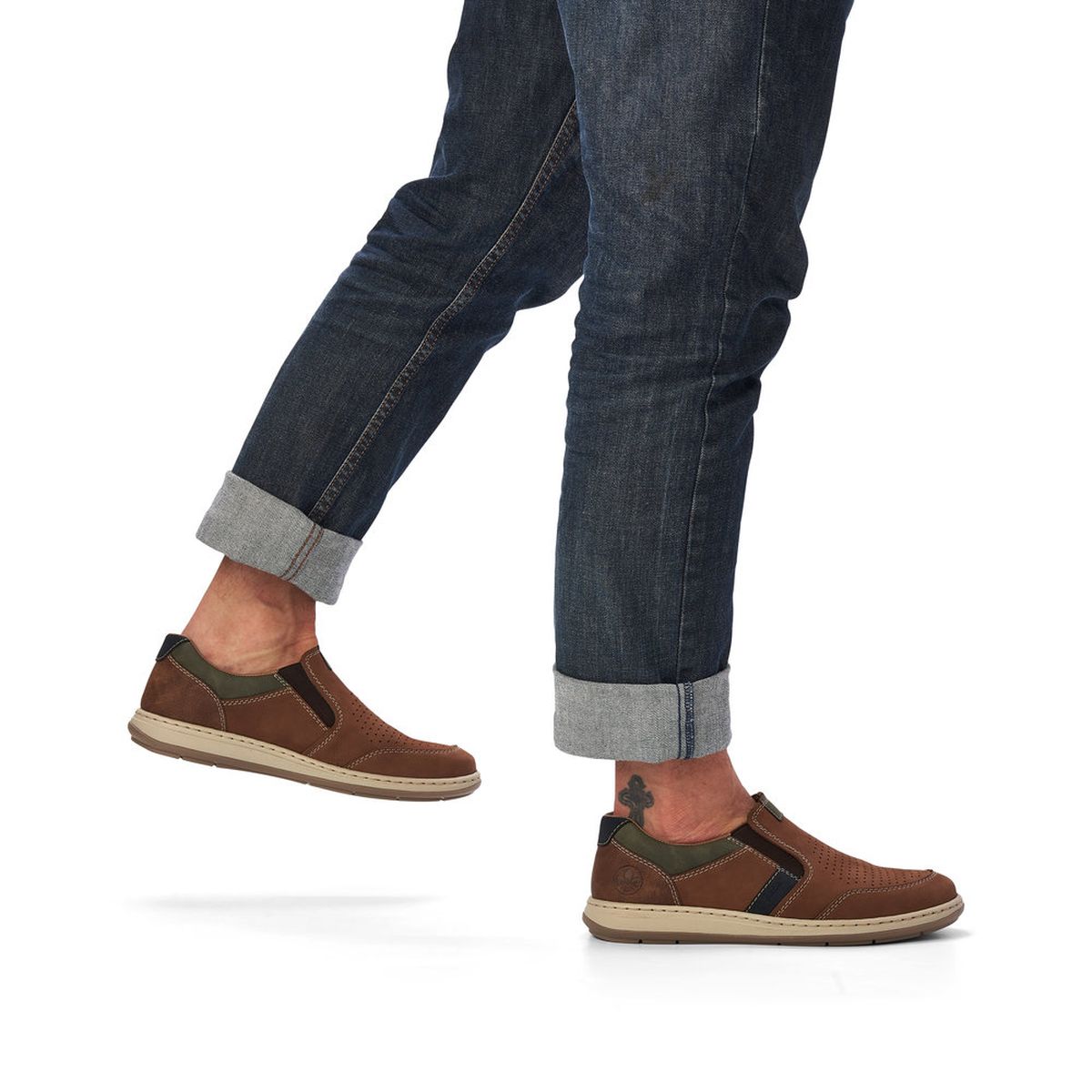 Rieker 17371 Men's Slip-On Shoes in Brown