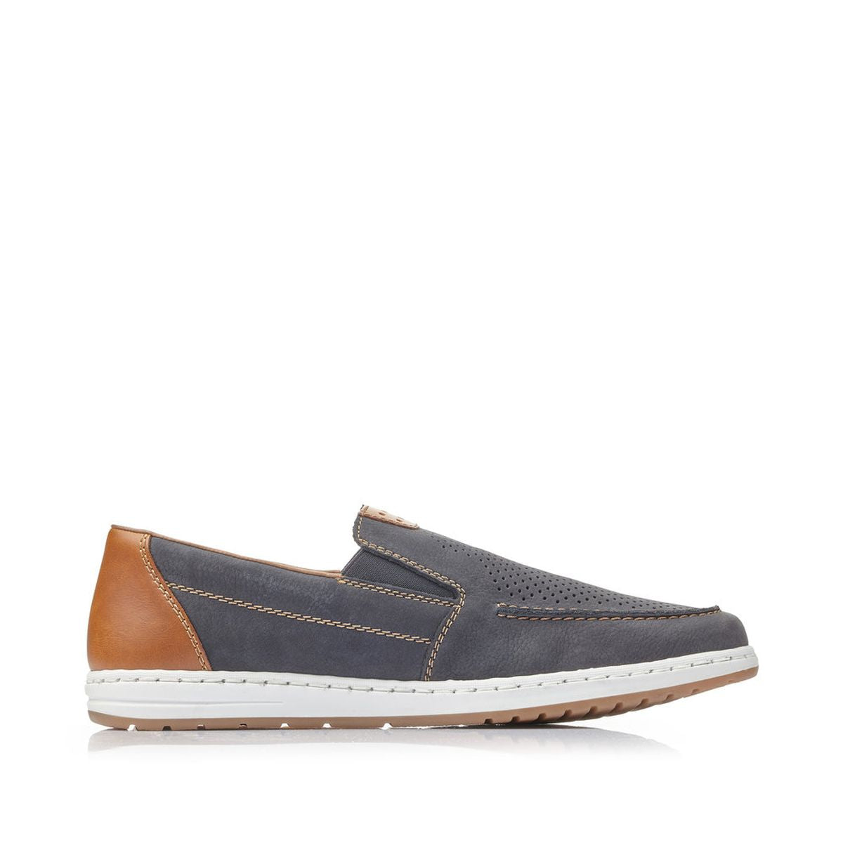 Rieker Men's Wide Fit Leather Slip-On – Blue