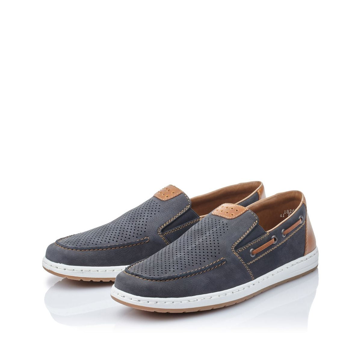 Rieker Men's Wide Fit Leather Slip-On – Blue