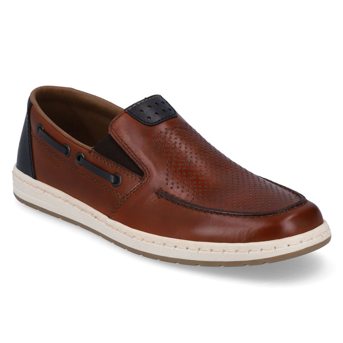 Rieker Men's Wide Fit Leather Slip-On – Brown