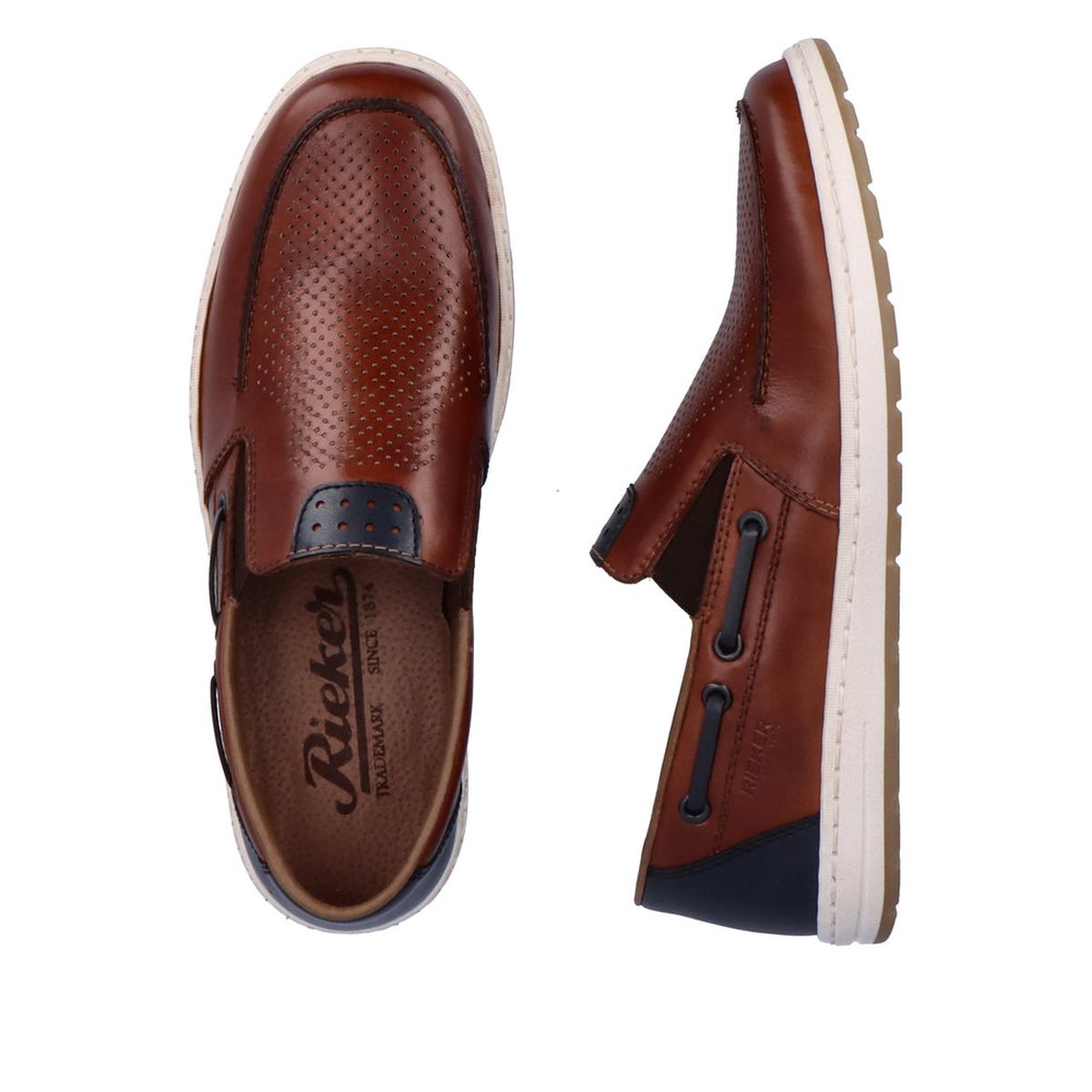 Rieker Men's Wide Fit Leather Slip-On – Brown