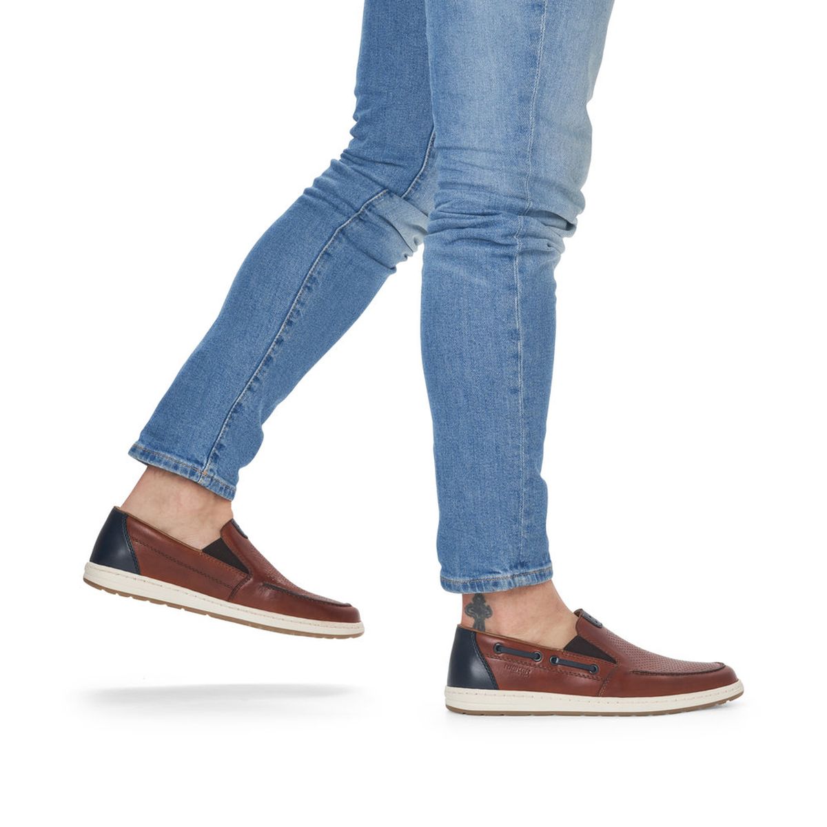 Rieker Men's Wide Fit Leather Slip-On – Brown