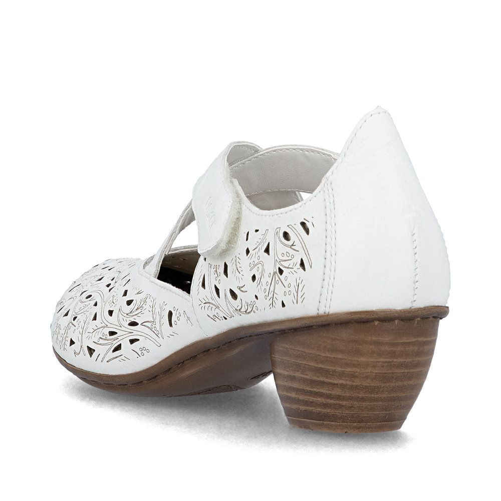 Rieker 43773 Women's Leather Slingback Pumps in White
