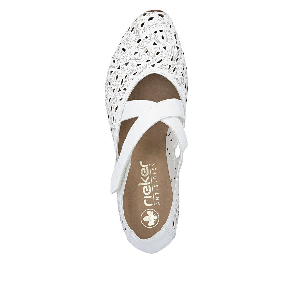 Rieker 43773 Women's Leather Slingback Pumps in White