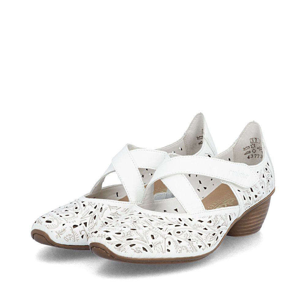 Rieker 43773 Women's Leather Slingback Pumps in White