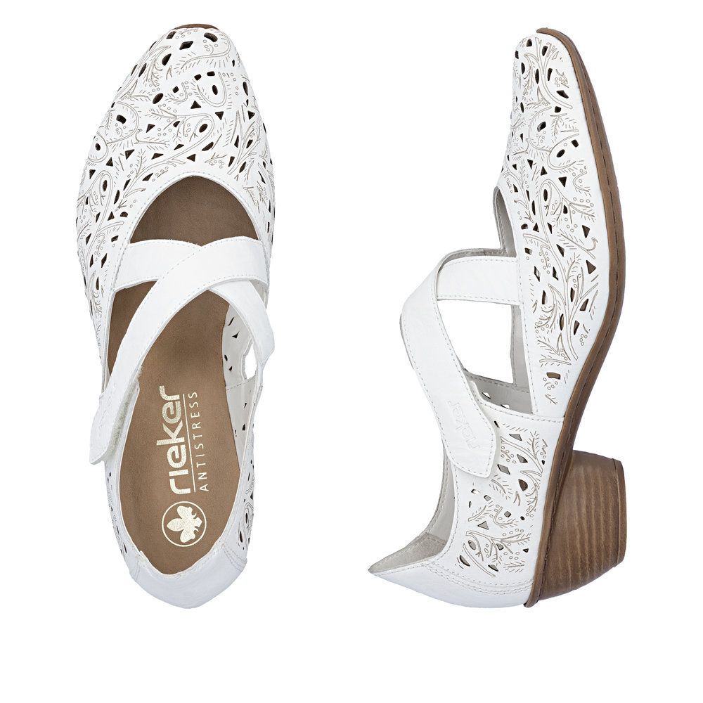Rieker 43773 Women's Leather Slingback Pumps in White