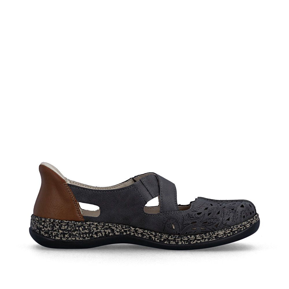 Rieker 46352 Women's Real Leather Ready To Go Shoes in Grey
