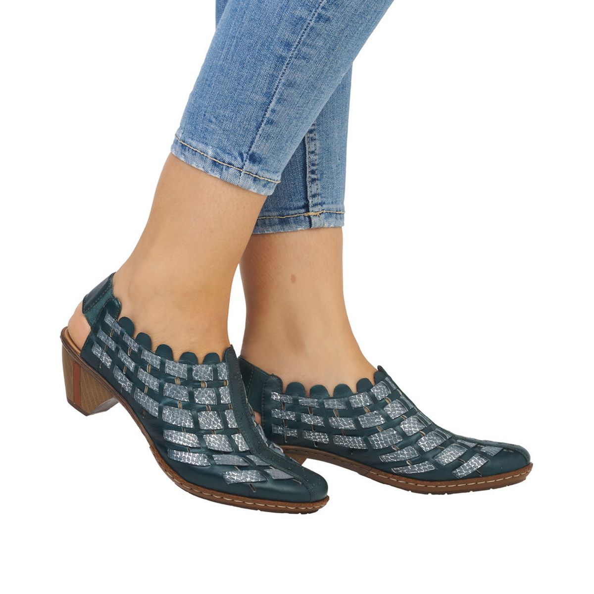 Rieker 46778 Women's Slip-On Block Heel – Blue