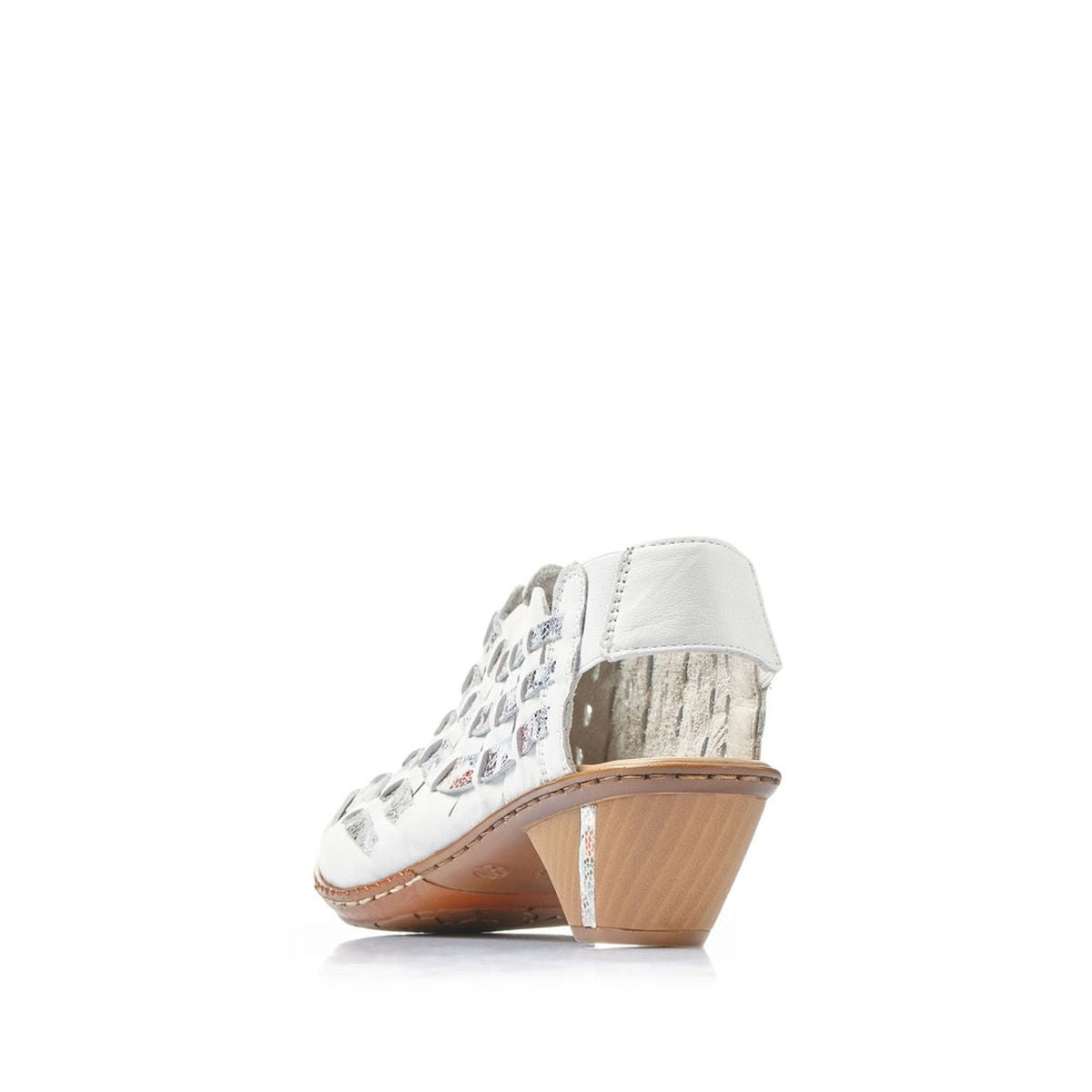 Rieker 46778 Women's Slip-On Block Heel – White Multi