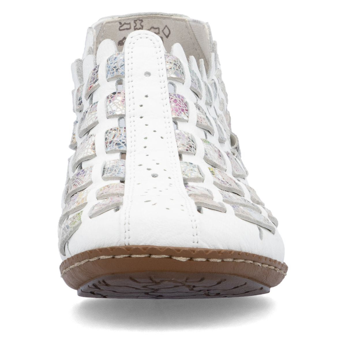 Rieker 46778 Women's Slip-On Block Heel – White Multi