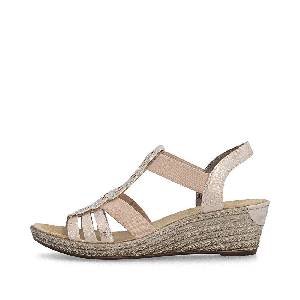 Rieker 62436 Women's Wedge Sandals – Rose Gold