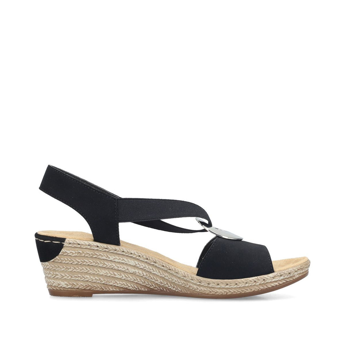Rieker 624H6 Women's Wedge Sandals – Black