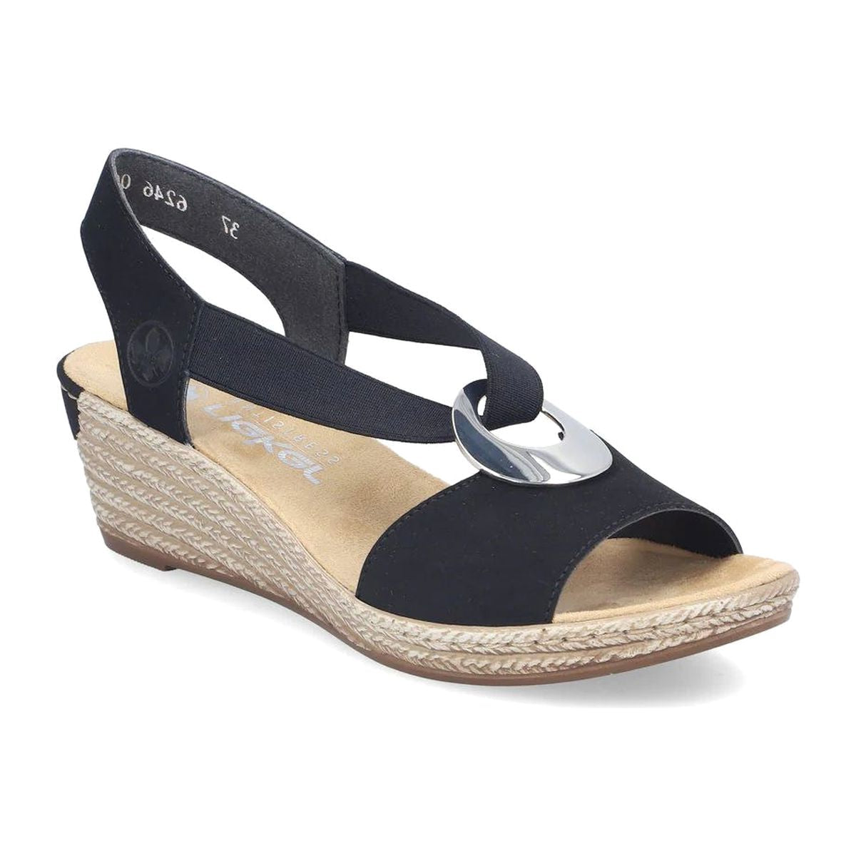 Rieker 624H6 Women's Wedge Sandals – Navy