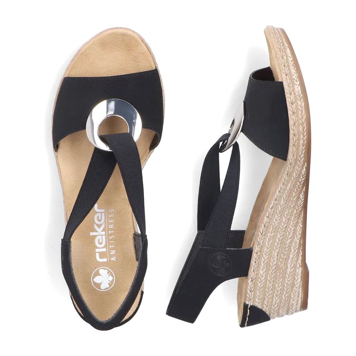 Rieker 624H6 Women's Wedge Sandals – Navy