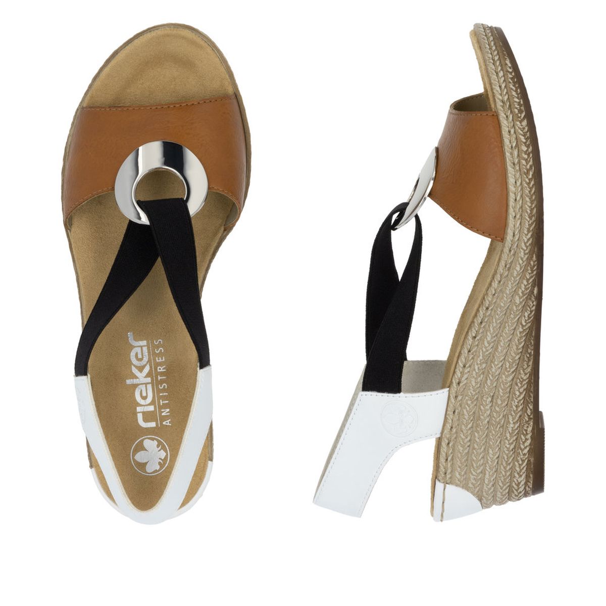 Rieker 624H6 Women's Wedge Sandals – Brown