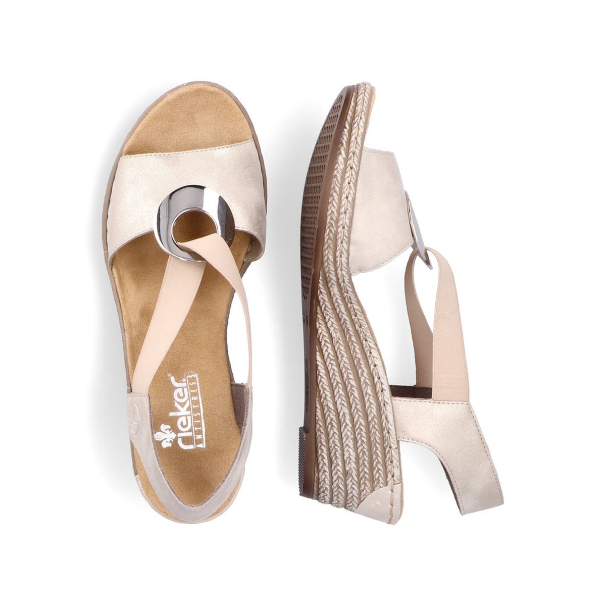 Rieker 624H6 Women's Wedge Sandals – Beige
