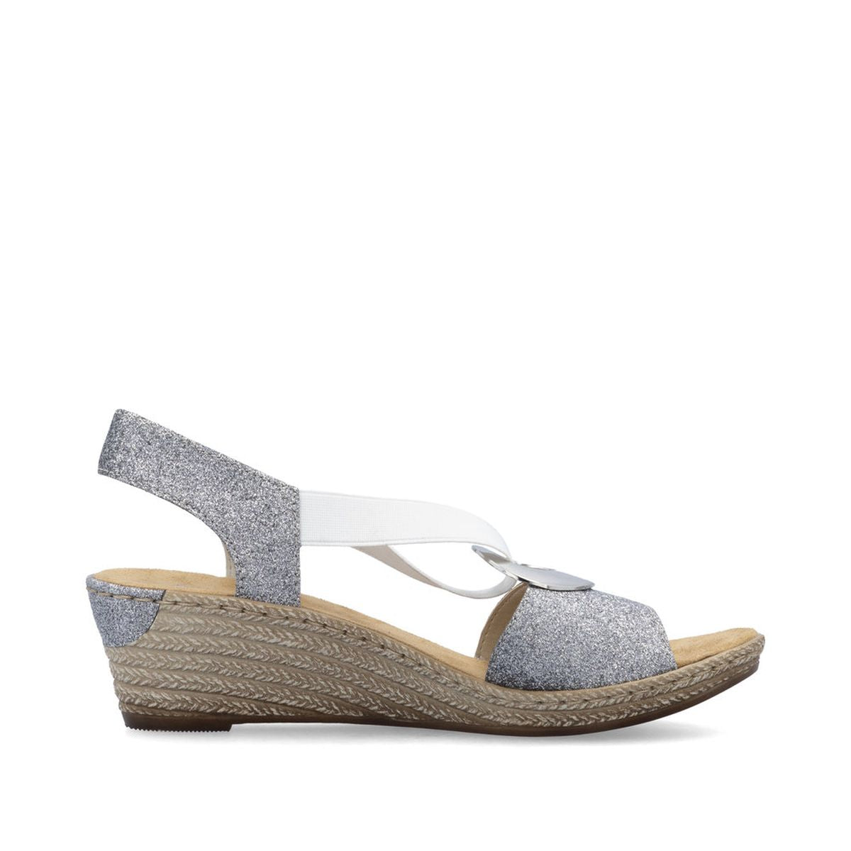 Rieker 624H6 Women's Wedge Sandals – Old Silver
