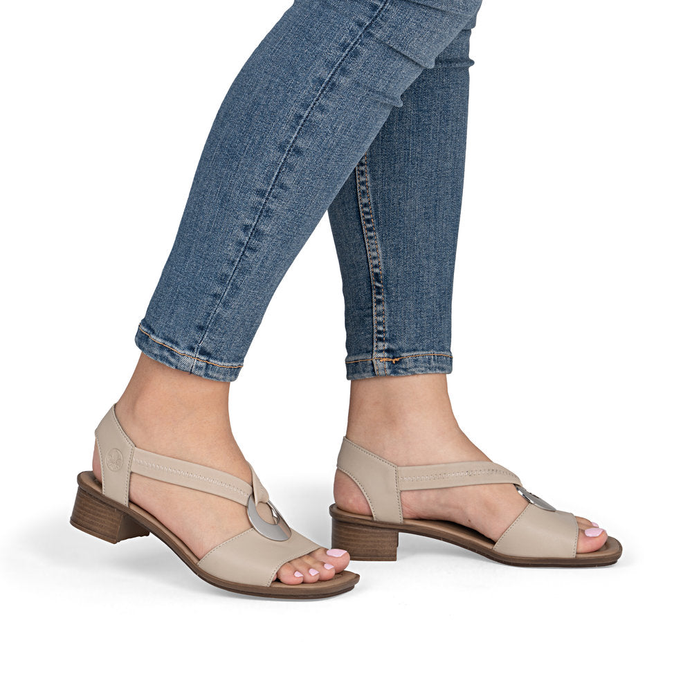 Rieker 62662 Women's Block Heel Sandals – Beige