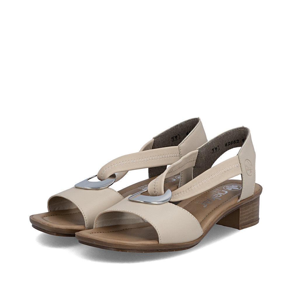 Rieker 62662 Women's Block Heel Sandals – Beige