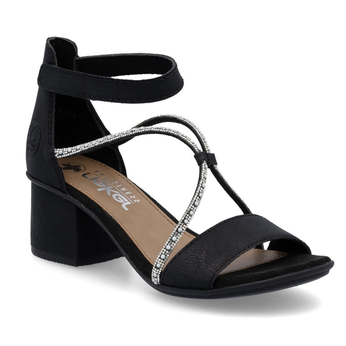 Rieker 64654 Women's Block Heel Sandals – Black