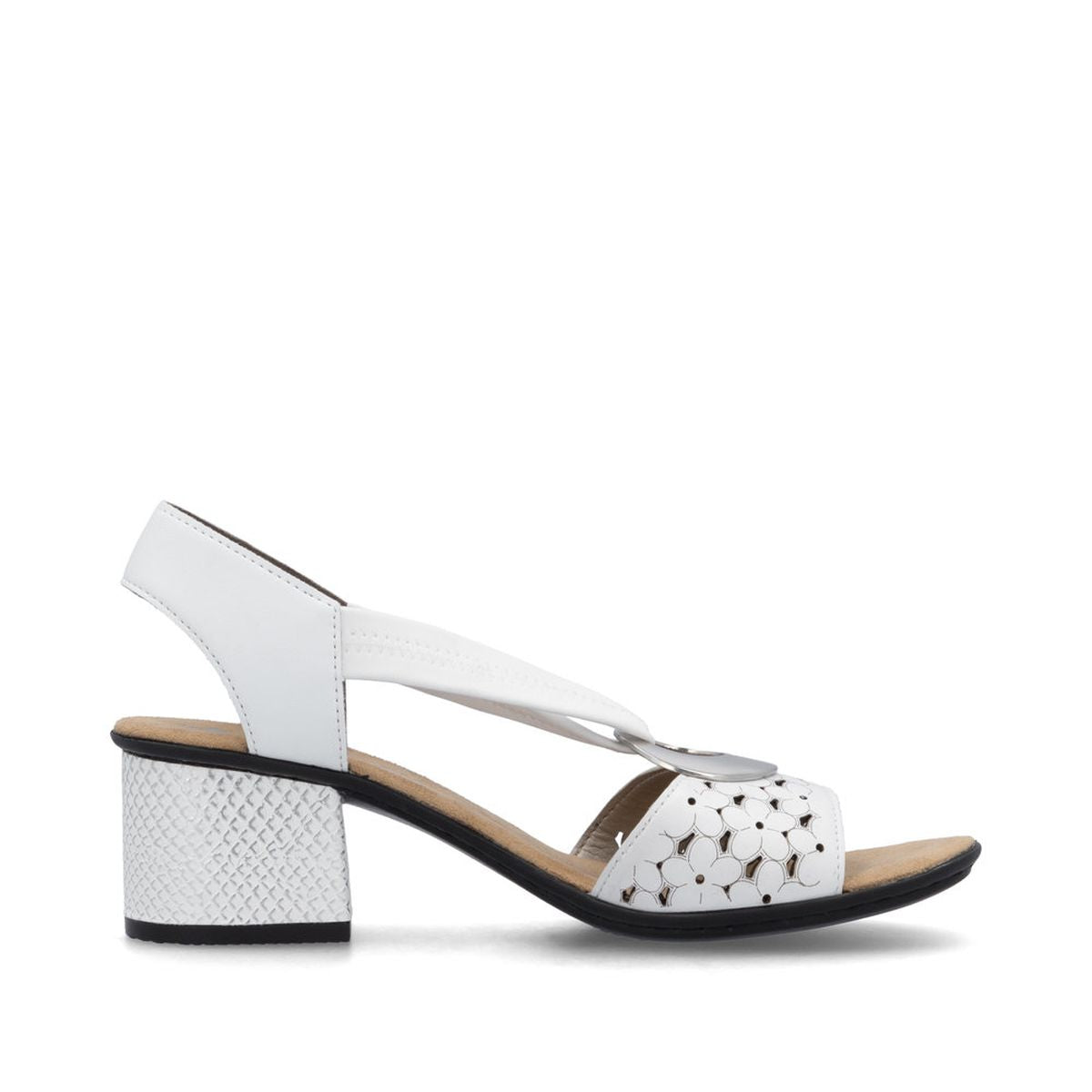 Rieker 64677 Women's Block Heel Sandals – White