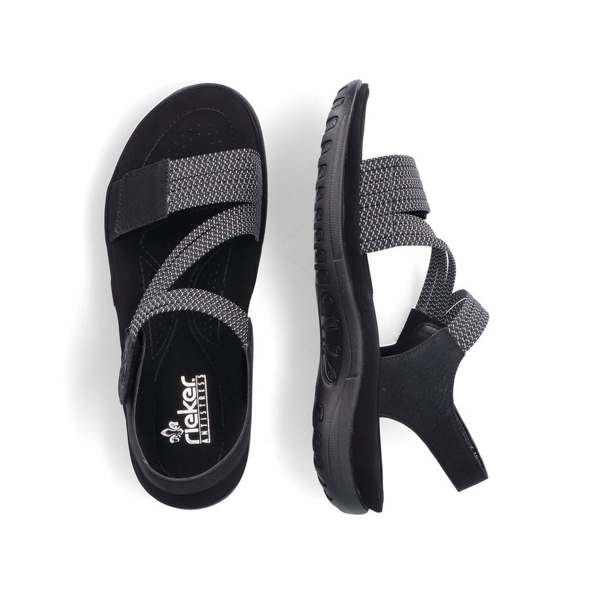 Rieker 64870 Women's Velcro Strap Sandals – Black