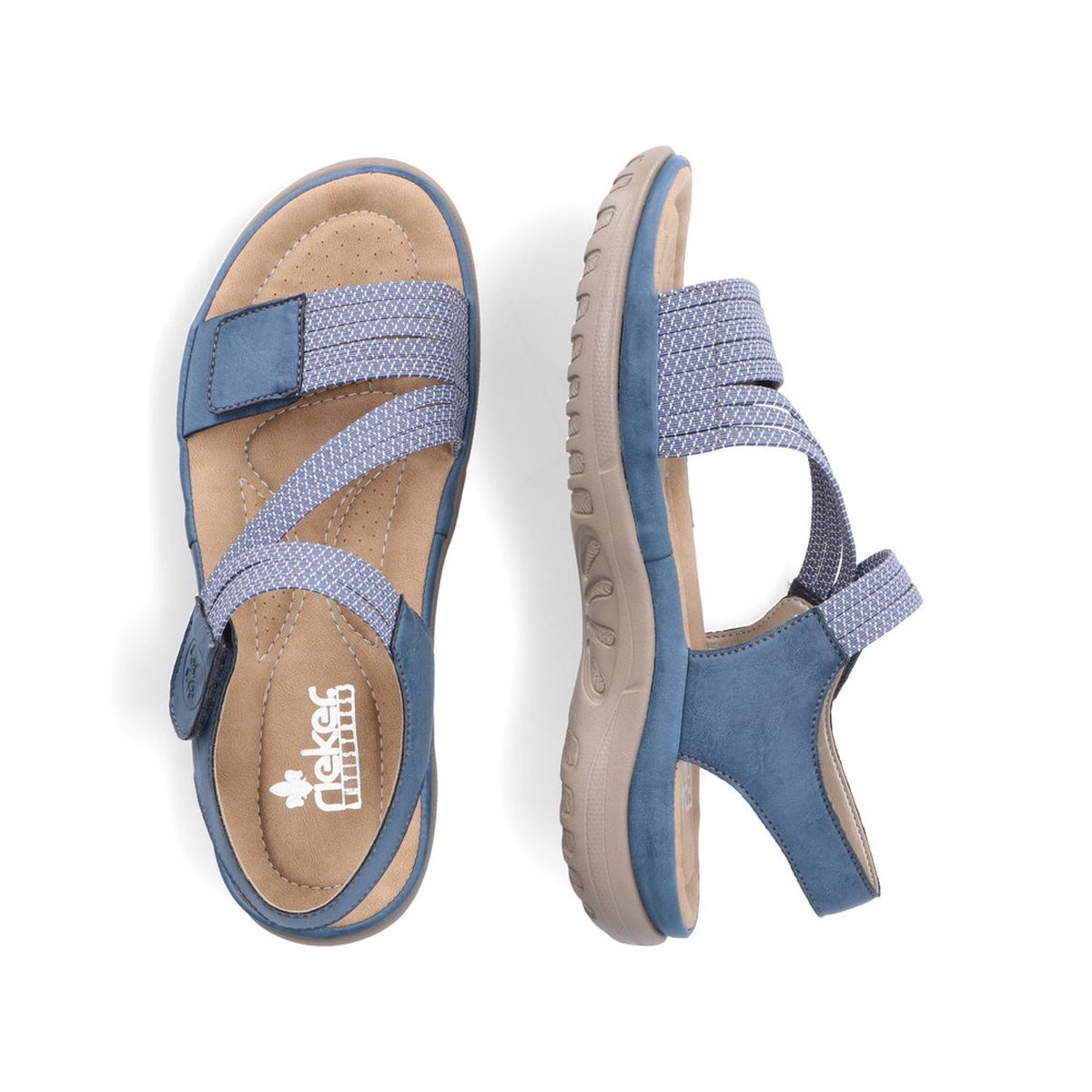 Rieker 64870 Women's Velcro Strap Sandals – Blue