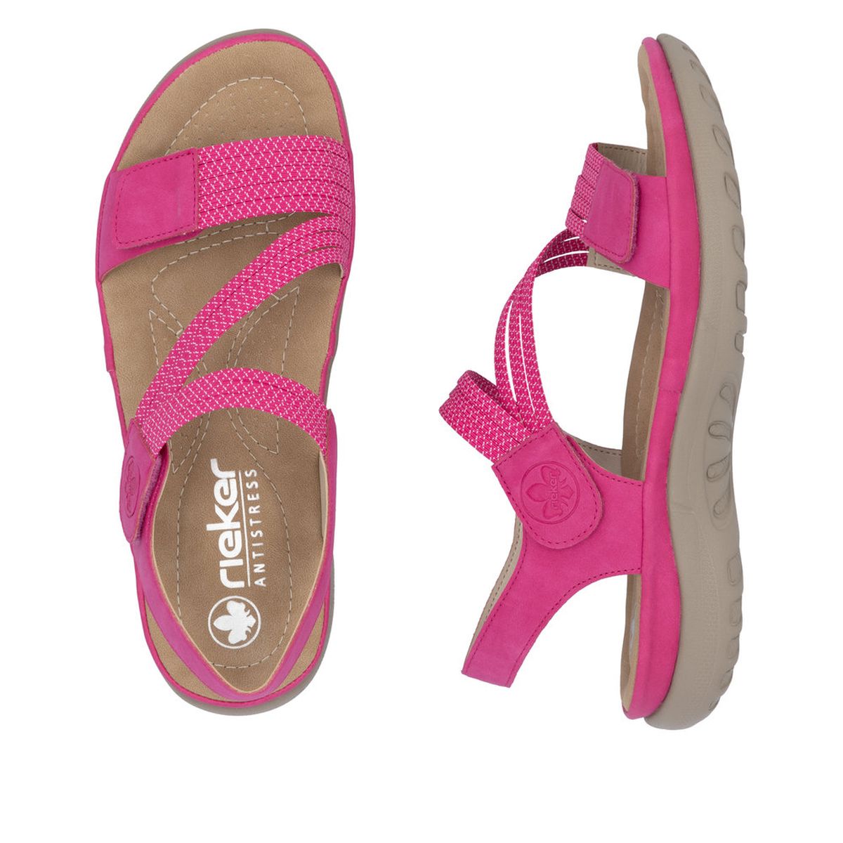 Rieker 64870 Women's Velcro Strap Sandals – Pink