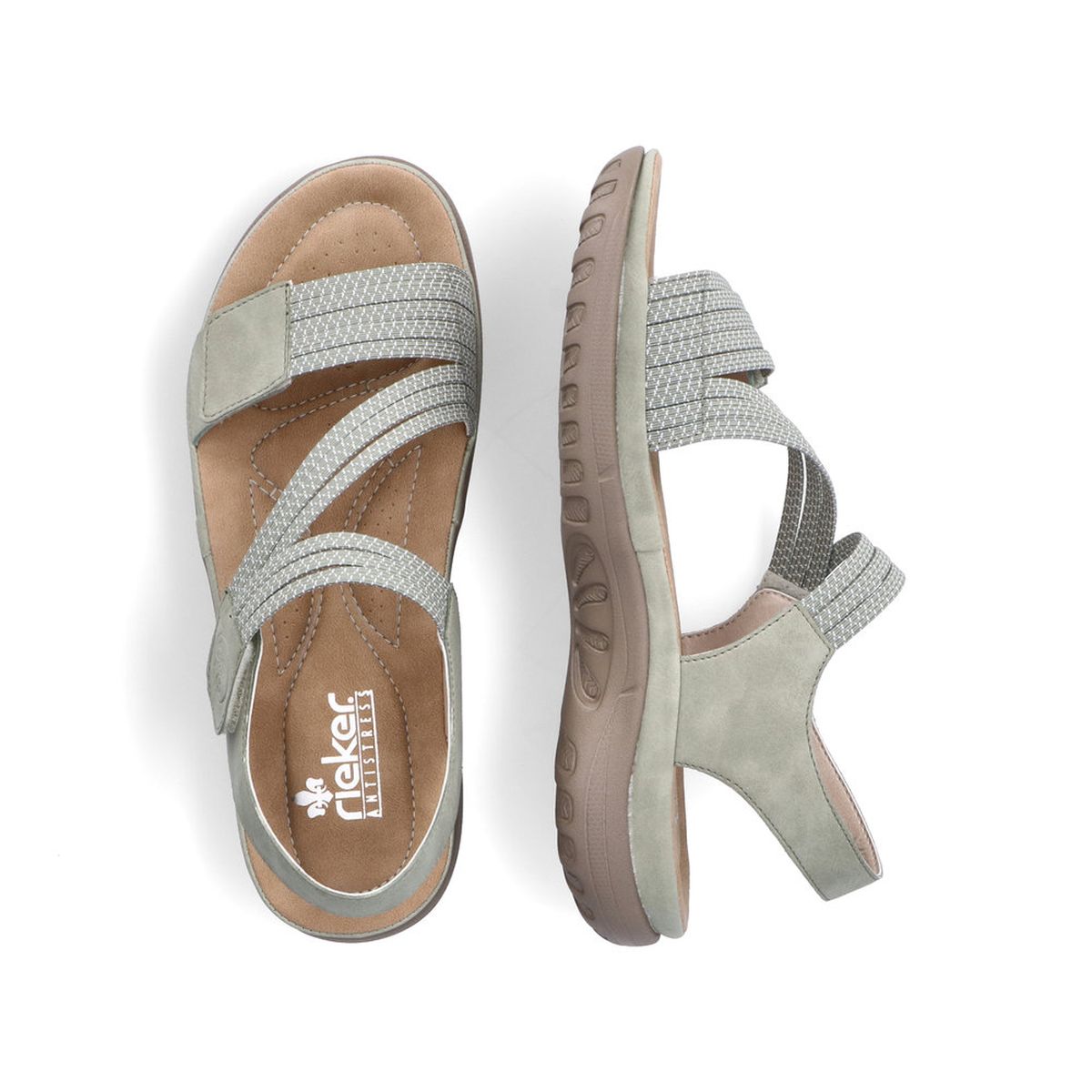 Rieker 64870 Women's Velcro Strap Sandals – Green
