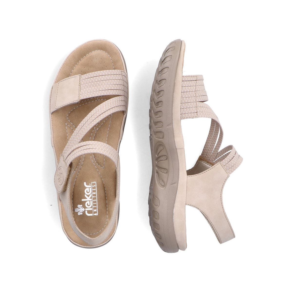 Rieker 64870 Women's Velcro Strap Sandals – Beige