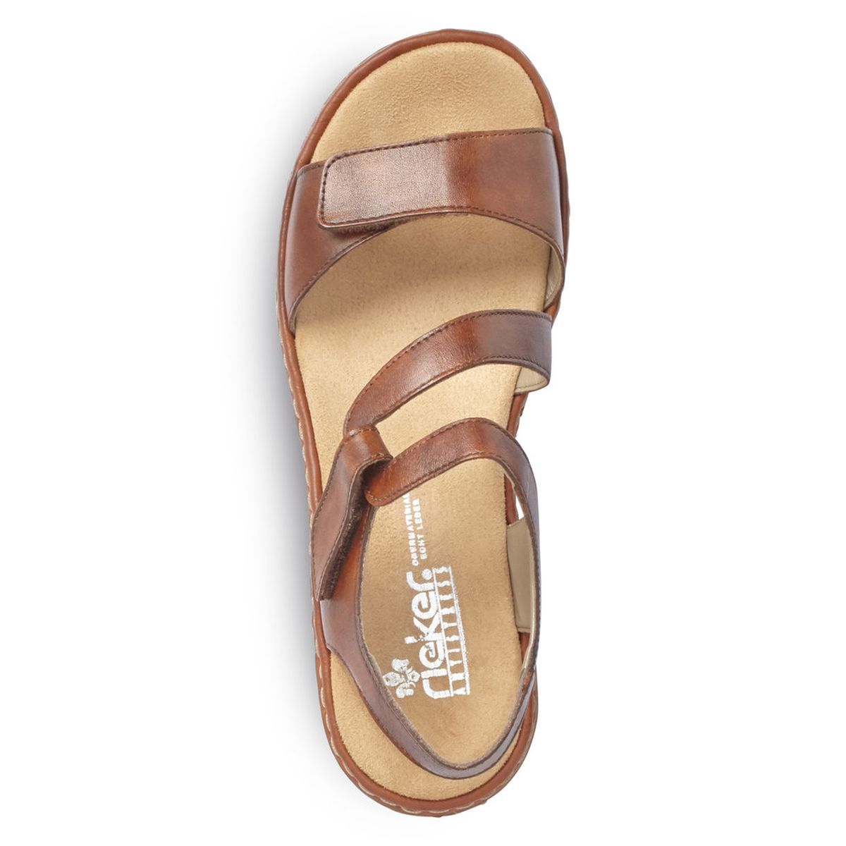 Rieker 659C7 Women's Velcro Strap Sandals – Tan