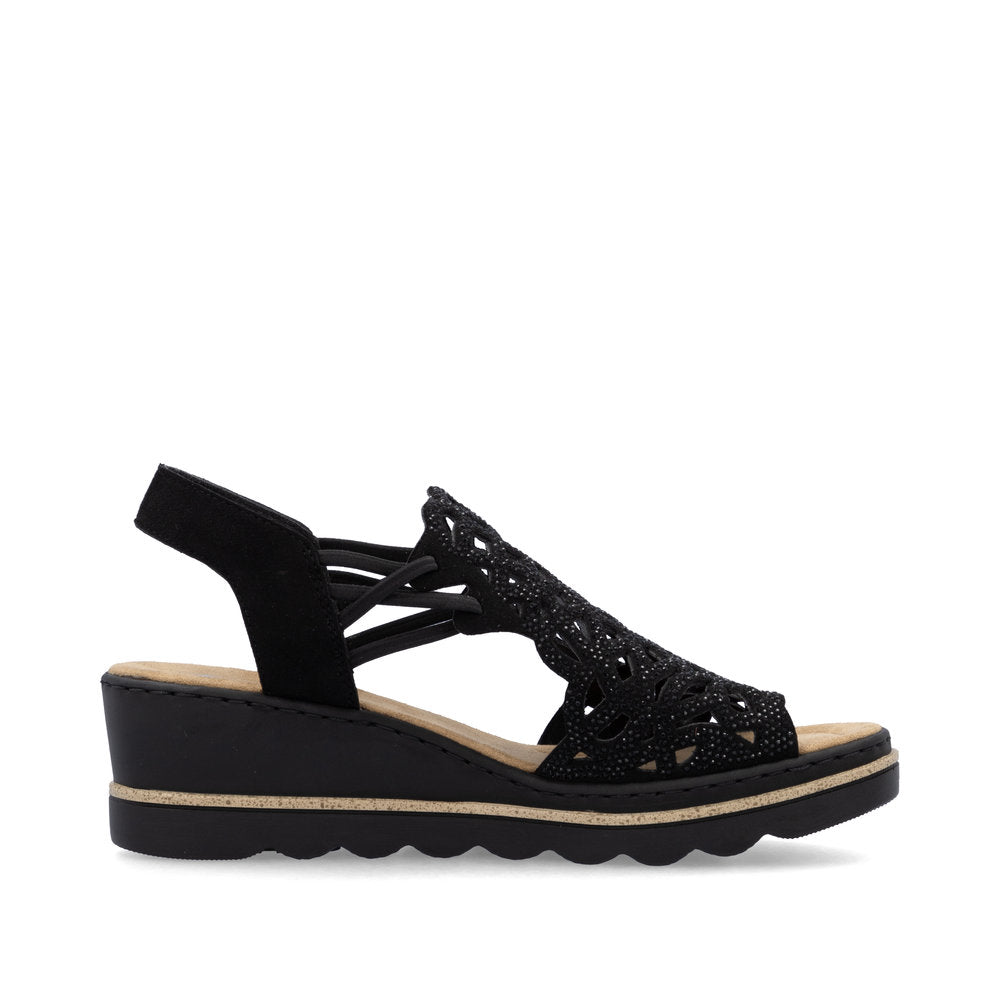 Rieker 67465 Women's Wedge Sandals – Black