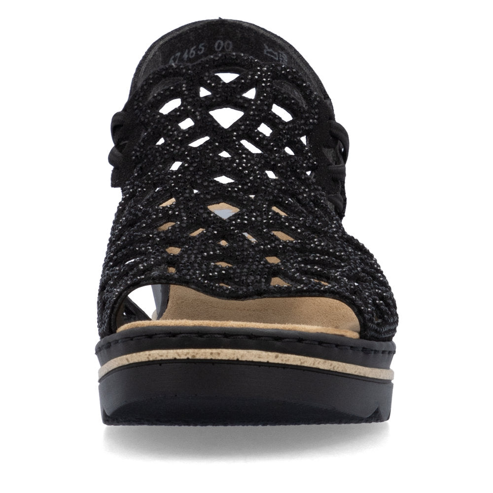 Rieker 67465 Women's Wedge Sandals – Black