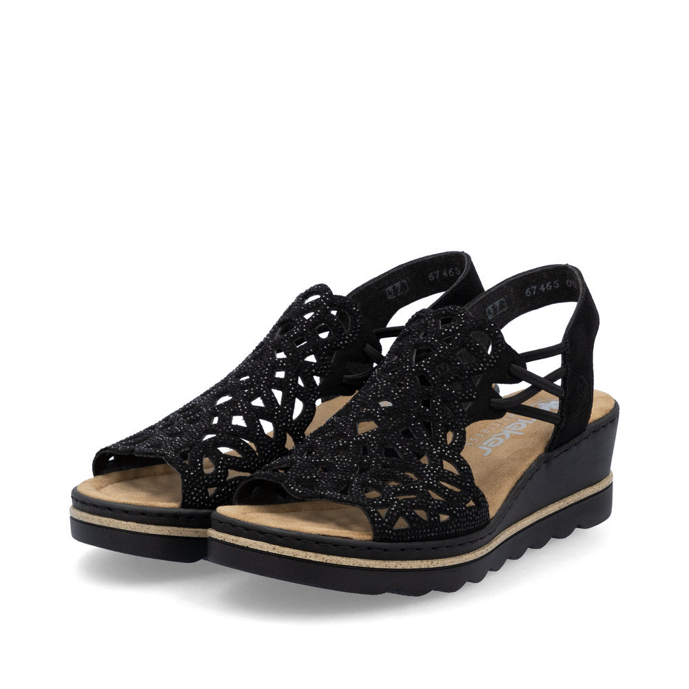 Rieker 67465 Women's Wedge Sandals – Black