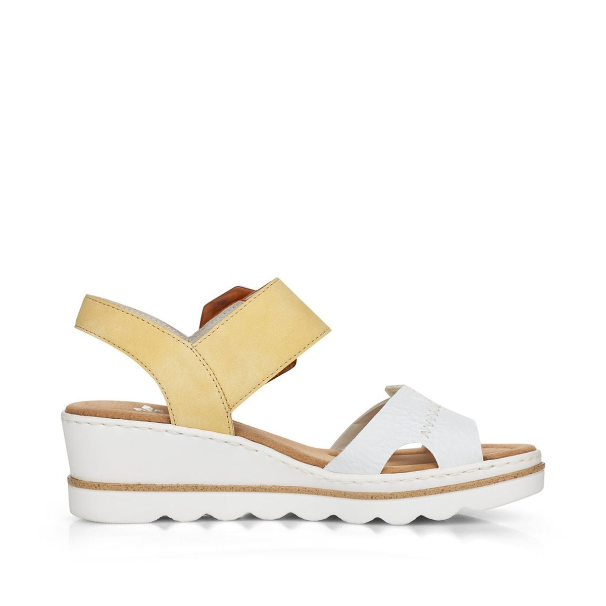 Rieker 67476 Women’s Wedge Sandals – White/Yellow