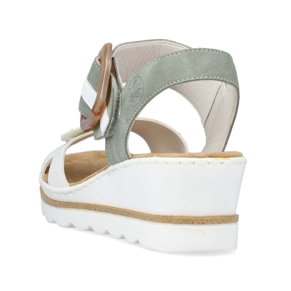 Rieker 67476 Women’s Wedge Sandals – White/Mint