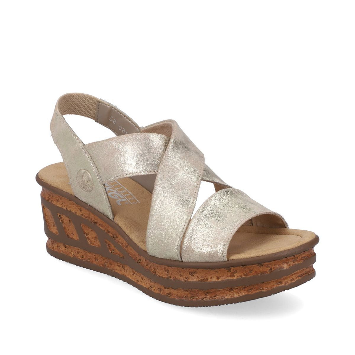 Rieker 68160 Women's Wedge Sandal – Beige